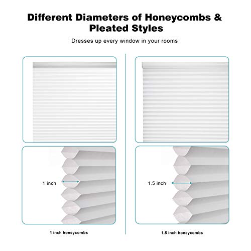 Changshade Cordless & Light Filtering Cellular Shade, Tools-Free Pleated Polyester Honeycomb Shade, Light Blocking Window Shade And Blind, 19 Inches Wide, White Cel19Wt36B #TOP3
