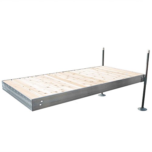 Tommy Docks Complete Dock Package - 8 FT Straight - Aluminum Frame with Cedar Decking - Normal Duty Stationary Boat Dock Hardware Kit