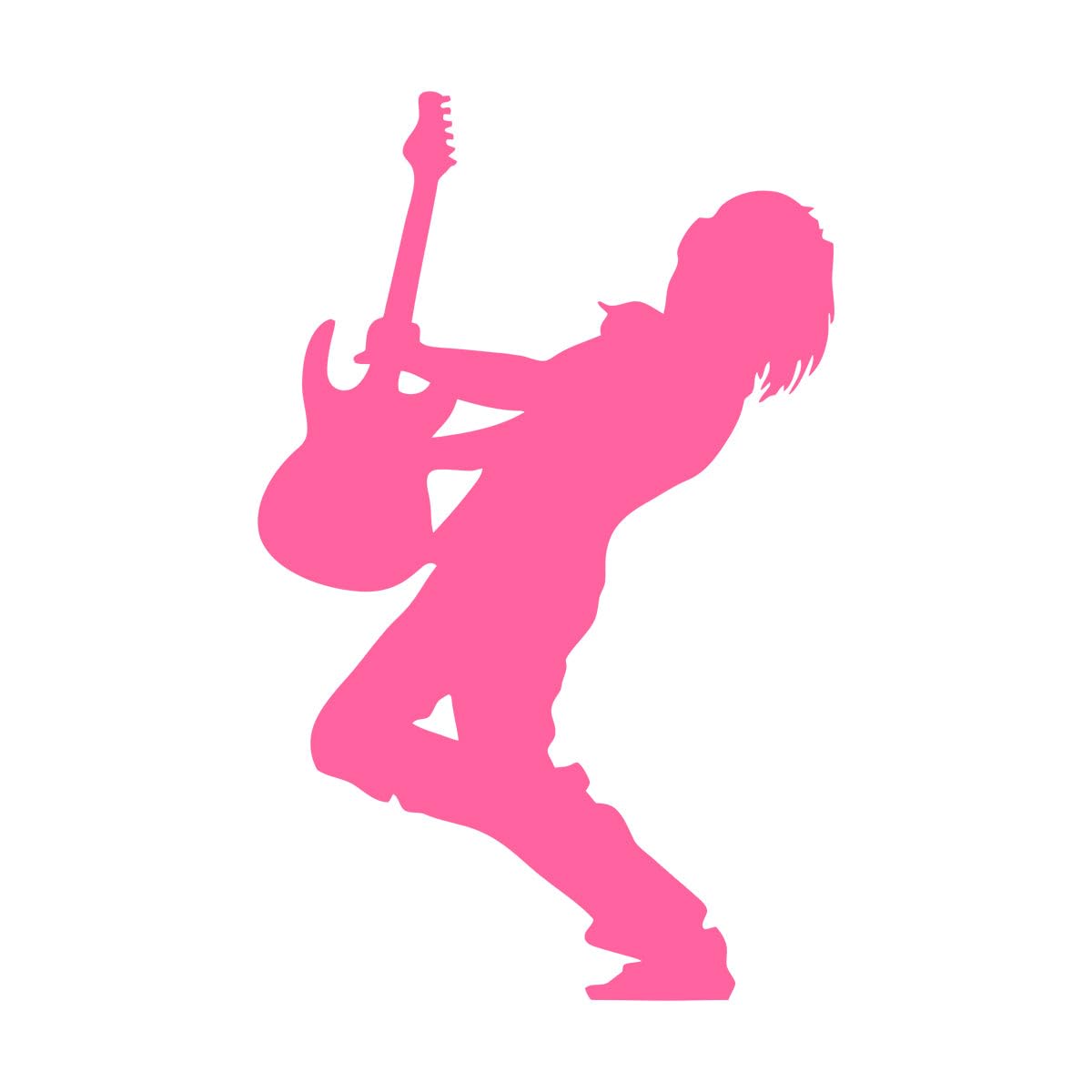 Lzhouting Wall Stickers 2559 Electric Guitar Player Wall Stickers Guitarist Silhouette Vinyl Wall Decal Music Room Decoration Rocker Star Vinyl Mural Small - 36X57cm