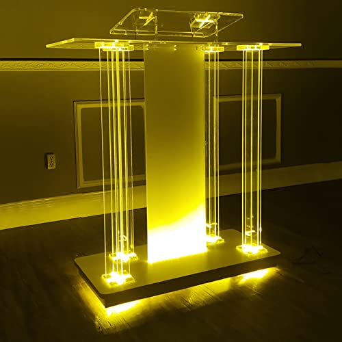 Yofsza Podium Stand Portable, Acrylic Podium, Rolling Table,Pulpits For Churches, Acrylic Podiums For Church, Lectern For Conference Room Church Company Wedding Transparent #TOP4