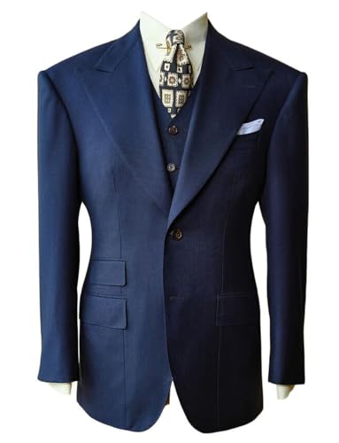 Ulnomio Men's Peak Lapel Suit Jacket Single Breasted Button Blazer for Formal Business Office