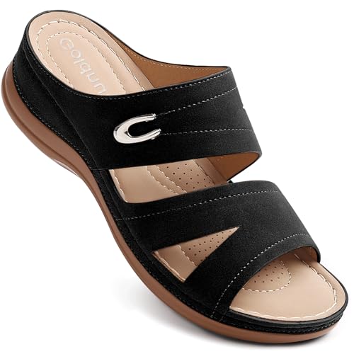 Women's Wedge Sandals Comfortable, Slip On Sandal for Women Dressy Summer Platform Flat Sandalias