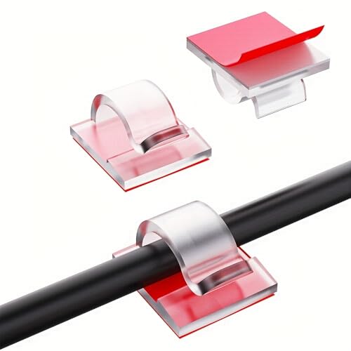 16 Clips adhesivos para cable de plástico transparente, portadores de cable autoadhesivos para pared, debajo del escritorio, automóvil, cámara de tablero, ethernet, 16 piezas miniatura 3
