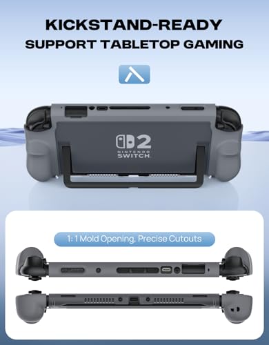 Funda Nintendo Switch 2 protectora gris antiarañazos con Joy-con extraíbles 4