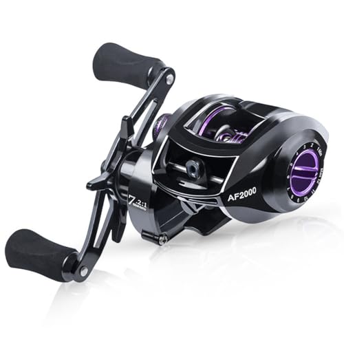 Image of Proberos Baitcasting Reel, Left Hand Heavy-Duty Baitcasting Reel Fishing Reel, Ultra-Smooth Bearings 7.2: 1 Gear Ratio Adjustable Brake System Fishing Reel