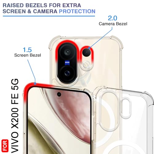 Image of AESTMO Clear Back Cover for Vivo X200 FE 5G | 360 Protection | Transparent Back Cover for Vivo X200 FE 5G (PC + TPU, Compatible with MagSafe Accessories, Transparent Bumper)