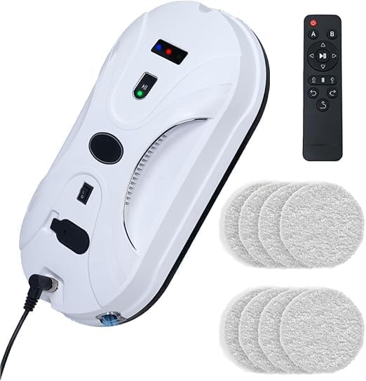 Robô Limpa Vidros com Bateria de Emergência e Sensores de Bordas Antiqueda,WKJWQWHY F400 Robô De Limpeza Branco,robô limpador automático...