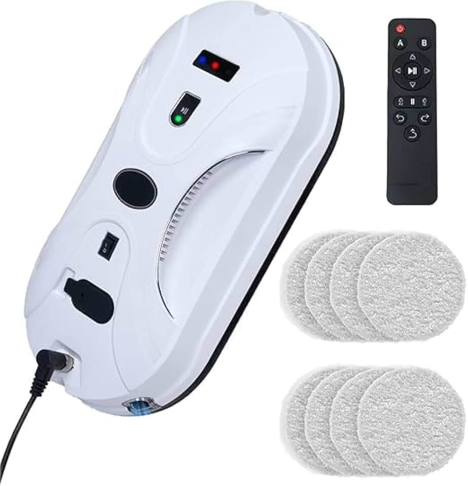 Robô Limpa Vidros com Bateria de Emergência e Sensores de Bordas Antiqueda,WKJWQWHY F400 Robô De Limpeza Branco,robô limpador automático inteligente remoto,