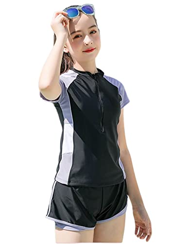 Image of KORADI Girls Swimsuits Rash Guard Swim Set Kids Two-Piece Bathing Suits Teen Swimwear Beach Shorts Sun Protection Swim Shirts