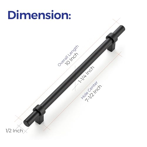 Image of Ravinte 30 Pack 10 Inch Cabinet Pulls Matte Black Kitchen Cabinet Hardware Cupboard Handles with Square Base 10 inch Length,7.5 inch Hole Center
