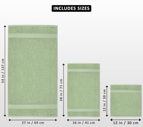 Image of Utopia Towels 8 Piece Majestic Plush Luxury Towel Set, Cotton, Sage Green