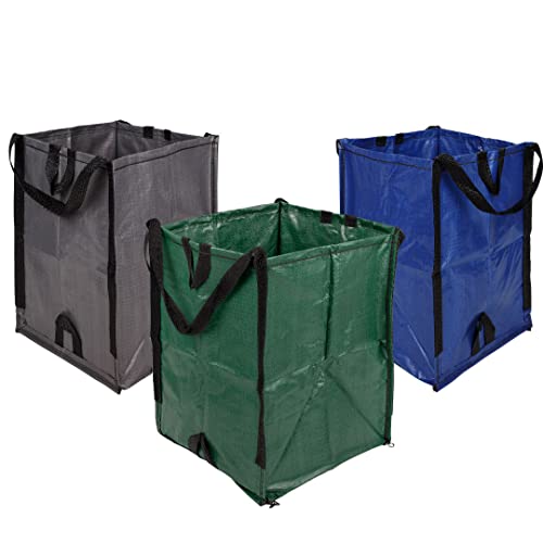Image of DURASACK Heavy Duty Home and Yard Bags, Multicolored, 3 Pack | 48-Gallon Reusable Self-Standing Lawn and Leaf Bags Garbage Can with Reinforced Handles