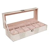 Kompaktes Design: Tragbares und kompaktes Design ermöglicht es Ihnen, die Aufbewahrungsbox für Armbanduhren bequem in Ihr Schlafzimmer zu nehmen, ohne sich Gedanken über den Platz auf dem Schreibtisch machen zu müssen. Mit Sichtfenster aus Glas, alle Uhren auf einen Blick, bevor Sie die Box öffnen.