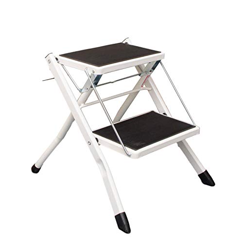 Échelle à 2 Marches En Métal De Fer Stable , Repose-pieds Multifonctionnel Pliant - Marron Rouge Blanc - Tabouret Extérieur Portable Pour Le Camping, La Sortie - Capaci(Size:42*48*41.5CM,Color:blanc) Cover