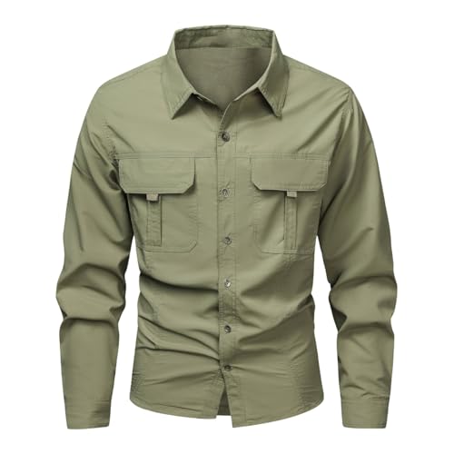 OAKVERVE Men's Cotton Korean Style Short Sleeve Lightweight Work Shirt for Daily Wear EN8 L