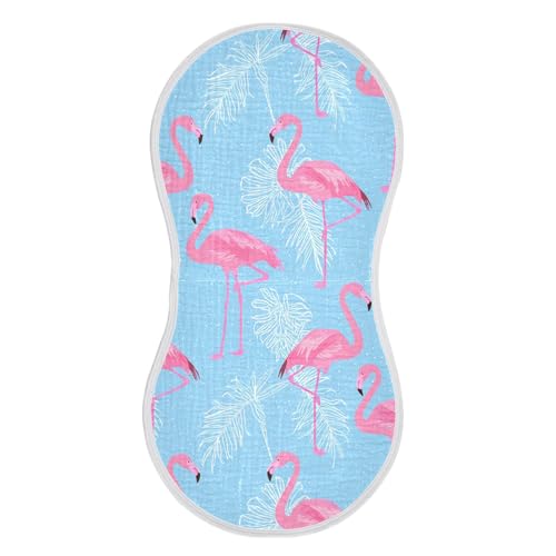 xigua Flamingos and Leaves Muslin Baby Burp Cloths Set of 4, Super Soft & Absorbent Burping Rags, Cotton Burp Clothes Shower Gift for Newborn, Baby Girls and Boys