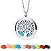 Aromatherapy Essential Oil Diffuser Necklace Tree of Life 30mm Locket Pendant Stainless Steel Jewelry with 24" Adjustable Snake Chain
