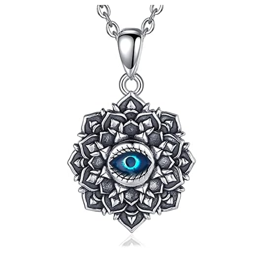 EUDORA Onda ögat halsband 925 sterling silver Hamsa hand Fatima lycka klar CZ vintage hänge halsband, 45,72 cm kedja e Silver, colore: Blått öga, cod. CYD274-CYB001-NL41-18
