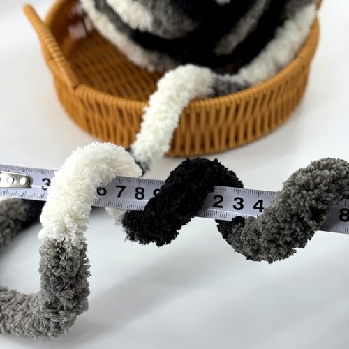Image of 8 Jumbo Packs Chunky Chenille Yarn for Crocheting, 31.7 yds, 8 oz Each Skein Bulky Thick Fluffy Yarn for Knitting, Super Bulky Chunky Yarn for Hand Knitting Blanket, Soft Plush - Panda