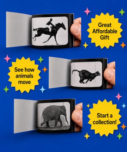 Image of Muybridge Flipbook 3-Pack for Kids 6-12, Animation Flip Books for Children | Horse, Cat & Elephant Motion Study on Flip Book Paper, Educational Animation History Flipbook Set for Boys & Girls