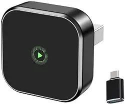 Adaptador Wireless CarPlay e Android Auto 2 em 1 (Versão 2025), Conversor de Cabo para Sem Fio, Dongle USB Mini de Liga de Alumínio, Plug & Play, Encaixe Angular Discreto, Sem Atrasos para Carros 2016
