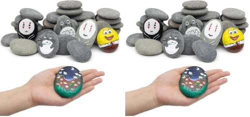 Markdang 40 Pcs Large Rocks for Painting 25pcs 2-3” & 15pcs 3-4” River Rocks for Painting Natural Flat & Smooth Rocks for Painting for Kids & Adult Craft Gift (Pack of 2) image 3