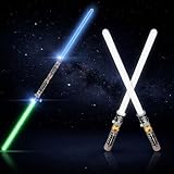 2-in-1 LED Light Up Swords Set FX Double Bladed Dual Sabers with Motion Sensitive Sound Effects (2 Pack)