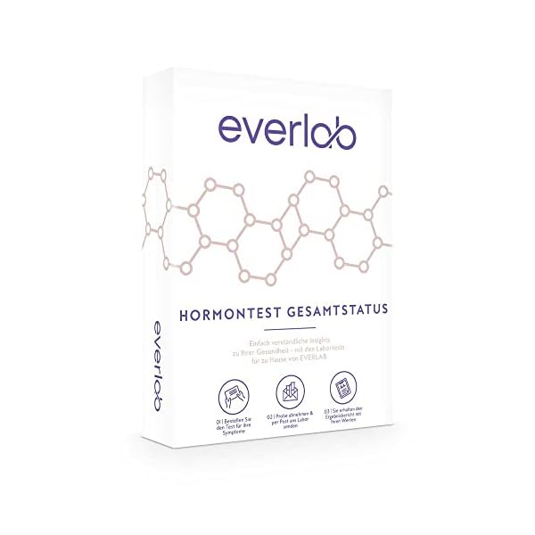 EVERLAB Hormontest Gesamtstatus – 6 wichtige Hormone schnell & einfach prüfen | Speicheltest für Östradiol, Östriol, Progesteron, DHEA, Testosteron und Cortisol| Selbsttest für Zuhause