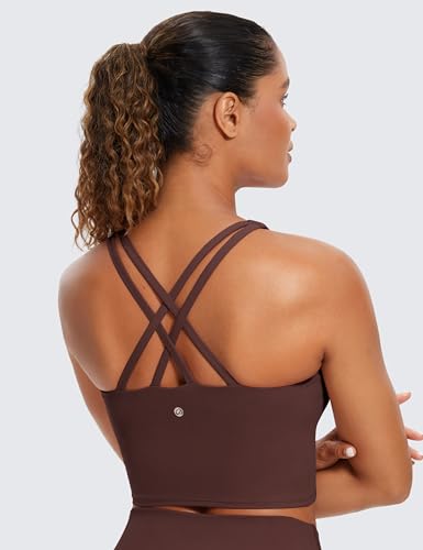 Image of CRZ YOGA Womens Butterluxe Strappy Longline Sports Bra - Padded Criss Cross Yoga Workout Crop Tank Tops