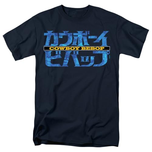 Popfunk Cowboy Bebop Full Color Logo Unisex Adult T Shirt, Navy, X-Large
