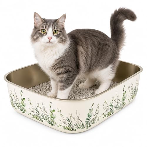 Arenero para gato extra grande de acero inoxidable 23 pulg miniatura 1