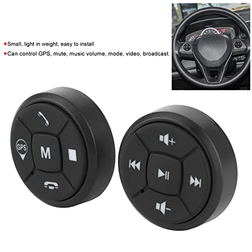 Steering Wheel Remote Control, Wireless Bluetooth Multimedia Button, Black Car Steering Wheel Remote Control Button - Image 2