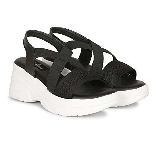 Image of Stylish Girl's High Heel Criss Cross Chunky Sole Casual Fashion Wedges Sandal For Women /Girls Ankle Strep Sandal