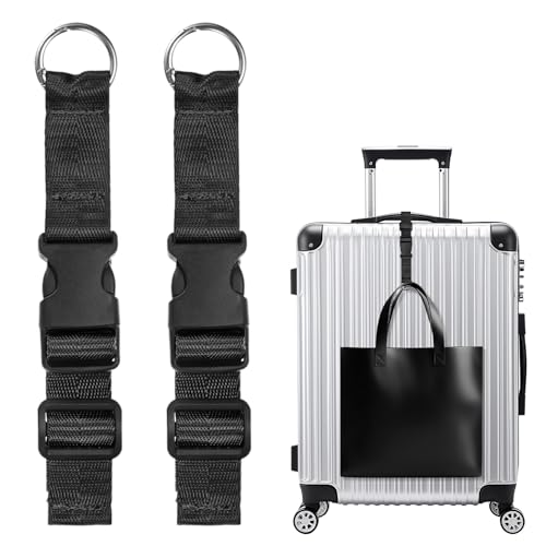 Image of M METERXITY 2-Pack Add A Bag Luggage Strap, Adjustable Suitcase Belt for Connecting Handbag /Backpack /Jacket, Luggage Connector [Black]