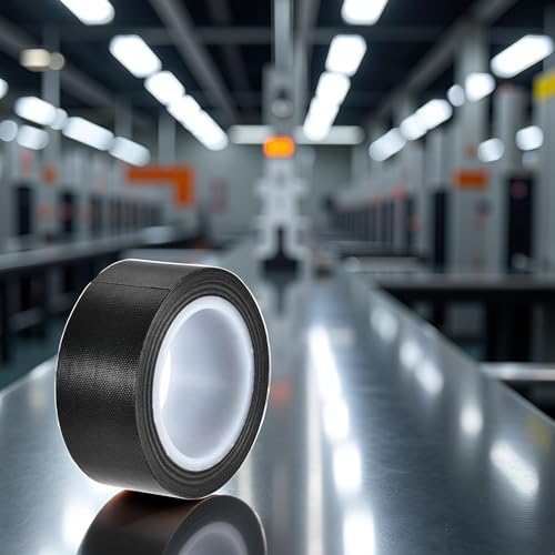 Image of 1Roll Black 1 inch x10m Black PTFE Teflon Tape Nonstick Tape 500℉ High-Temp Fiberglass Adhesive Tape High Temperature Tape Sealing