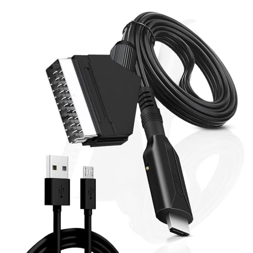 tlidfgeo Scart Auf HDMI Adapter, 1080P/720P Scart Zu HDMI Konverter mit SCART-Eingangskabel & HDMI Kabel Ausgangsanschluss, Kompatibel f&uuml;r HDTV STB VHS Xbox PS3 Sky DVD Blu-Ray Usw