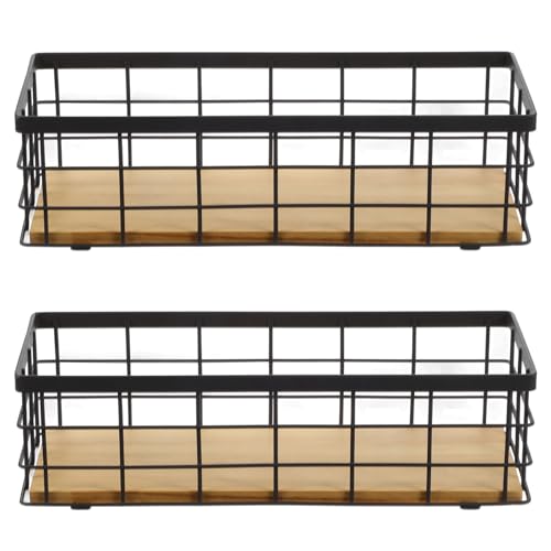 2 Pack Small Wire Baskets, Narrow Rustic Storage Bin for