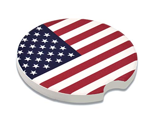 Portavasos cerámicos para autos con bandera USA (2.6") set 2 miniatura 4