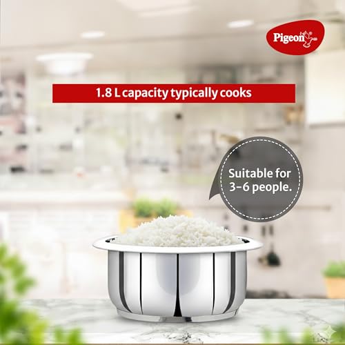Image of Pigeon Stainless Steel Bowl, 26 cm Diameter, Compatible with 1.8 L Rice Cooker (Silver, Induction Bottom)