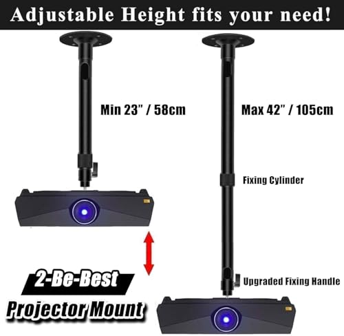 2-Be-Best Upgraded Projector Mount 23 to 41 in / 58 to105 cm, Extending Projector Ceiling Mount with Extendable Adjustable Projectors Mounts Black - Image 3
