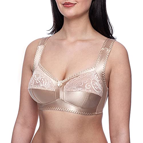 frugue Women's Non Wired Comfort Support Wireless Minimiser Bra Beige UK 34 DD
