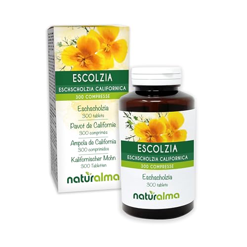 Sömntuta (Eschscholzia californica) ört Naturalma - 150 g - 300 tabletter - Kosttillskott - Naturligt och Veganskt