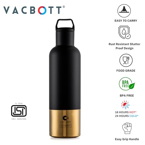 Image of Clay Craft VACBOTT Trekko Double Walled|18 Hours Hot and 24 Hours Cold Vacuum Insulated Flask 900ml|Easy to Carry|Gym Bottle|Home|Kitchen|Hiking|Travel Bottle|BIS Certified|1Year Limited Warranty