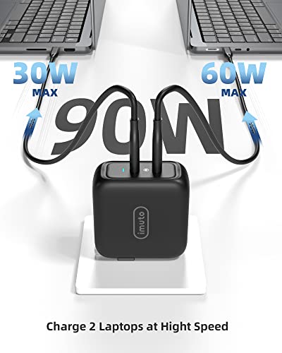 Usb C Wall Charger,Imuto 90W/60W Gan Iii Dual Usb C Ports Pd 3.0 Fast Charger Type C Block Usb-C Power Adapter Charger Compatible Macbook Pro Macbook Air M1/M2 Laptop Steam Deck Ipad Iphone With Cable #TOP5