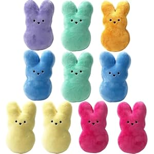 6Pcs Easter Bunny Stuffed Animal Cute Animal Carrot Peep Bunny Doll Easter Basket Stuffers Rabbits Animal Easter Bunny Plush Doll Toy Desktop Sofa Decor