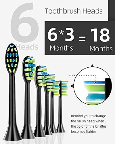7Am2M US-AM100-NEW-MIDNIGHT BLACK Ultrasonic Electric Toothbrush With 6 Brush Heads For Adults&Kids, One Charge For 90 Days, Wireless Fast Charge thumb #3