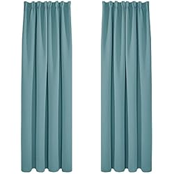 Cortinas Termicas Salon Deconovo Cortinas Opacas Fruncidas Telas Termicas Aislantes Frio Calor Ruido Luz Rayos UV para Salon y Dormitorio Conjunto de 2 Piezas 132 x 242 cm Azul Cielo