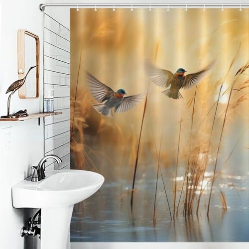 Rideau de douche oiseau imperméable 168x183 contre les projections d'eau de douche