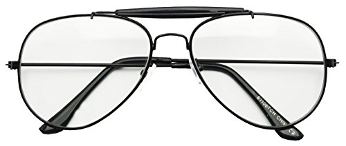Photochromic Adaptive Clear Lens Aviator Glasses W/Sun Senor Transition Light Tinted Sunglassses (Black, 60)