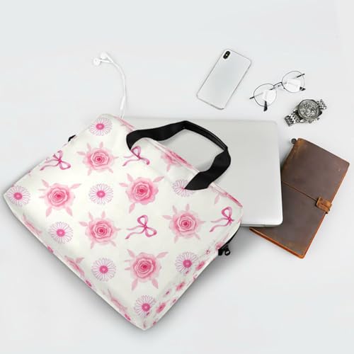 Funda para portátil 15.6 pulg con asa y correa rosa y blanca miniatura 7